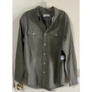 Magellan Chambray Pearl Snap Shirt Mens 2XL Classic Fit Button Up Long Sleeve